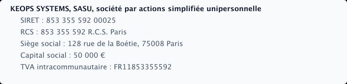 Informations éditeur du site